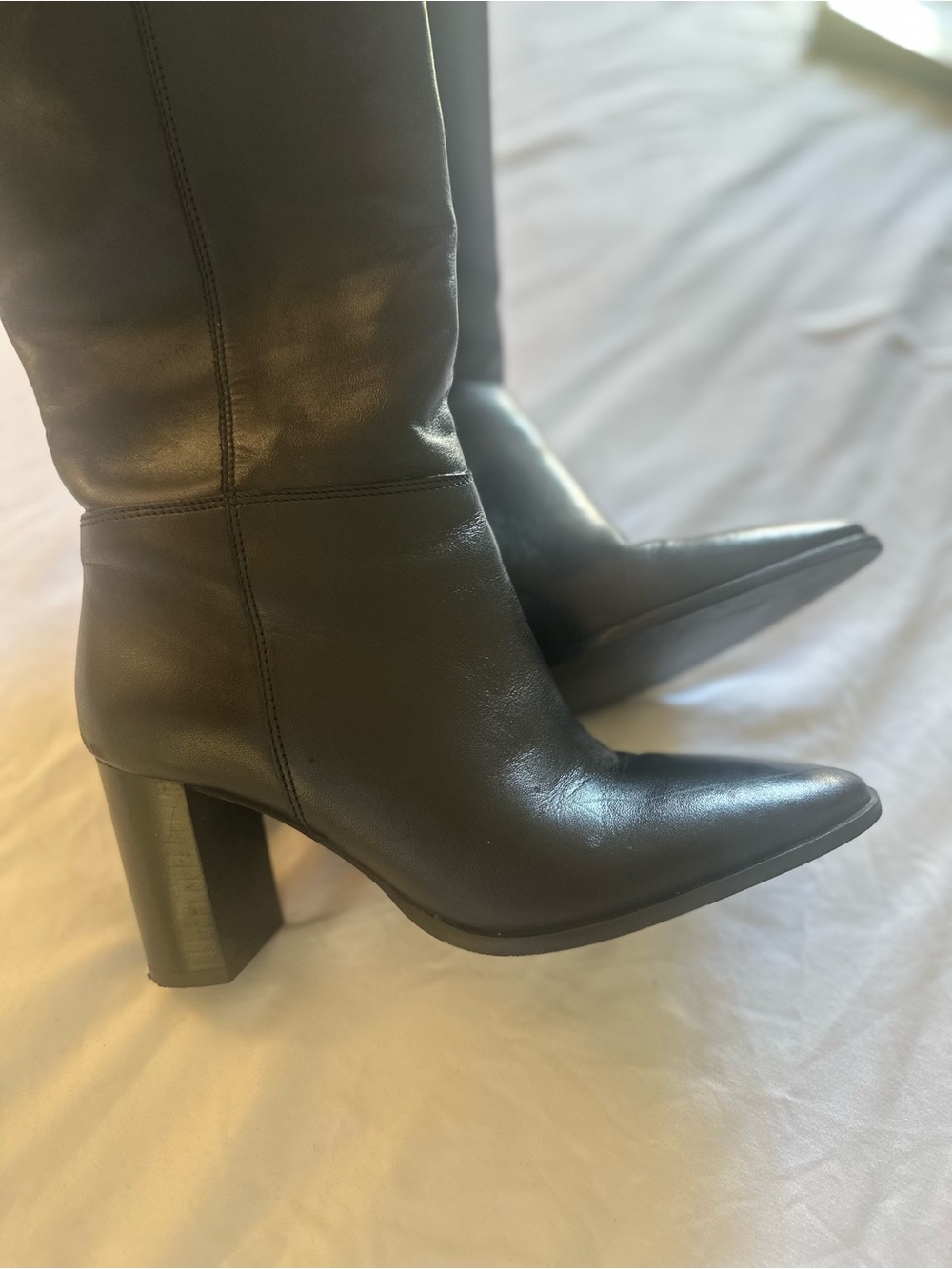 Coach and Four Roan Classic Black Leather Mid-Calf Heeled Boots 7M